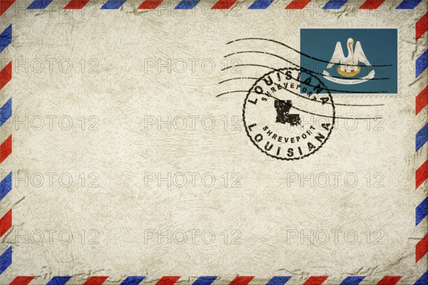 Louisiana Shreveport Vintage Air Mail Envelope with Flag and Postmark
