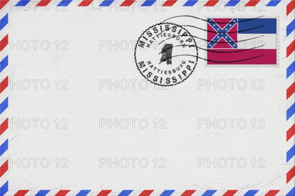 Mississippi Hattiesburg Vintage Air Mail Envelope with Flag and Postmark