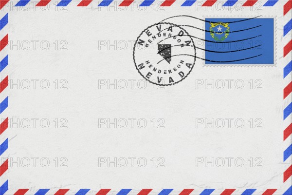 Nevada Henderson Vintage Air Mail Envelope with Flag and Postmark