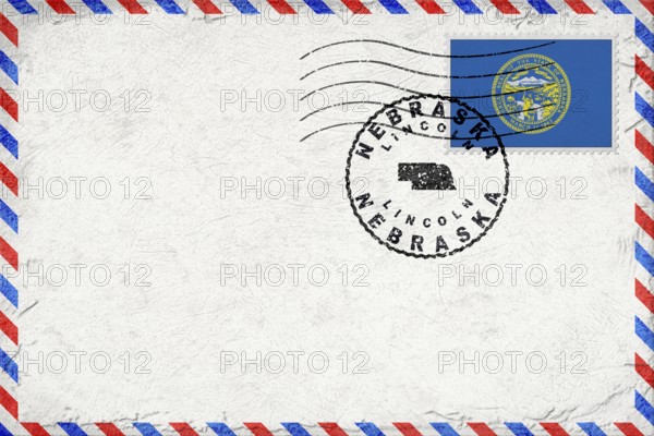 Nebraska Lincoln Vintage Air Mail Envelope with Flag and Postmark