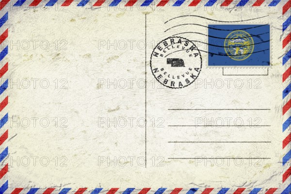 Nebraska Bellevue Vintage Air Mail Envelope with Flag and Postmark