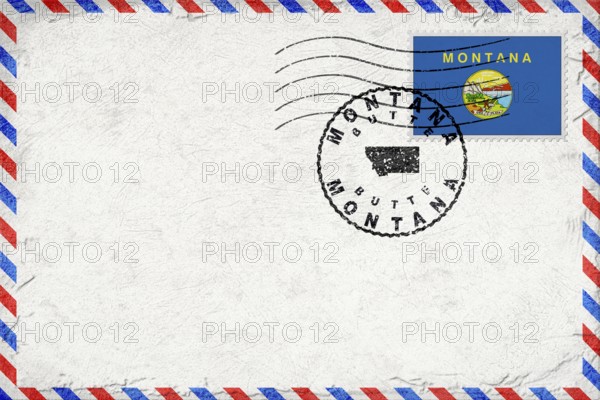 Montana Butte Vintage Air Mail Envelope with Flag and Postmark