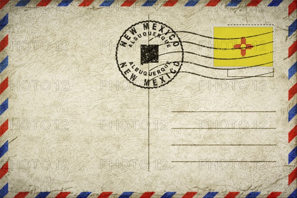 New Mexico Albuquerque Vintage Air Mail Envelope with Flag and Postmark