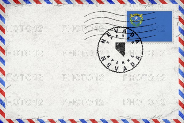 Nevada Sparks Vintage Air Mail Envelope with Flag and Postmark