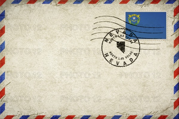 Nevada North Las Vegas Vintage Air Mail Envelope with Flag and Postmark