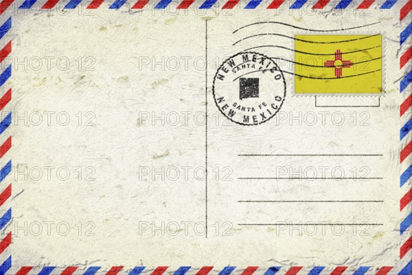 New Mexico Santa Fe Vintage Air Mail Envelope with Flag and Postmark
