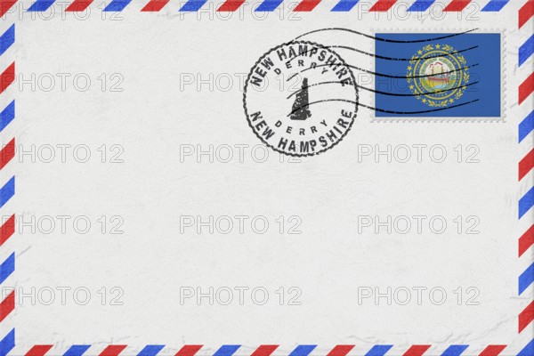 New Hampshire Derry Vintage Air Mail Envelope with Flag and Postmark