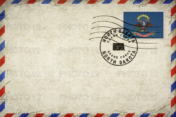 North Dakota Grand Forks Vintage Air Mail Envelope with Flag and Postmark