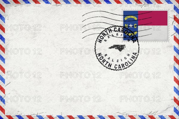 North Carolina Raleigh Vintage Air Mail Envelope with Flag and Postmark