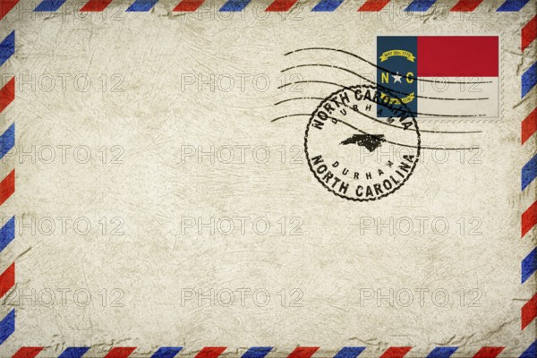 North Carolina Durham Vintage Air Mail Envelope with Flag and Postmark