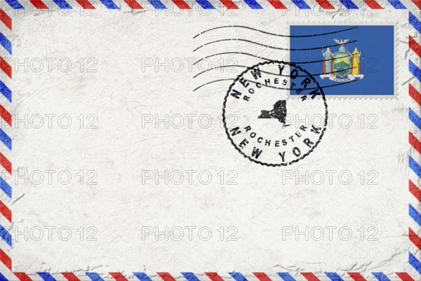 New York Rochester Vintage Air Mail Envelope with Flag and Postmark