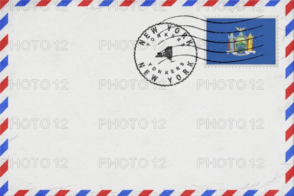New York Yonkers Vintage Air Mail Envelope with Flag and Postmark