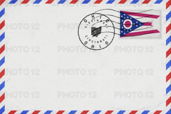 Ohio Cincinnati Vintage Air Mail Envelope with Flag and Postmark