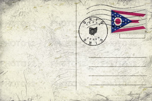 Ohio Akron Round Seal Map Design