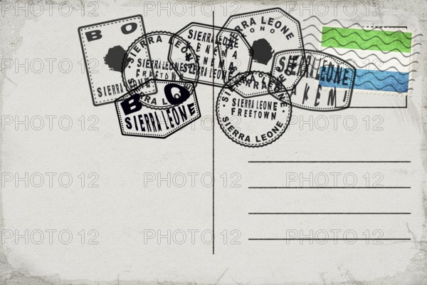 Sierra Leone Vintage Postcard with Flag Stamp and City Postmarks