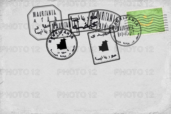 Mauritania Vintage Postcard with Flag Stamp and City Postmarks