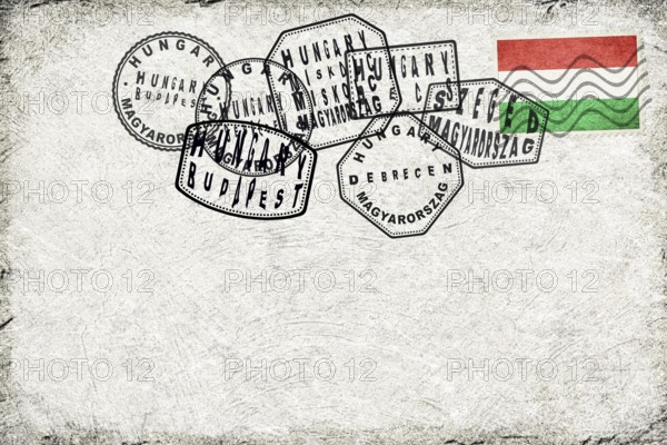 Hungary Budapest Vintage Postcard with Flag Stamp and City Postmarks