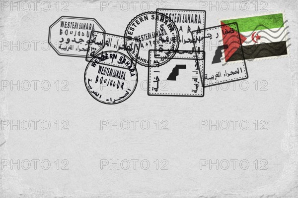 Western Sahara Vintage Postcard with Flag Stamp and City Postmarks