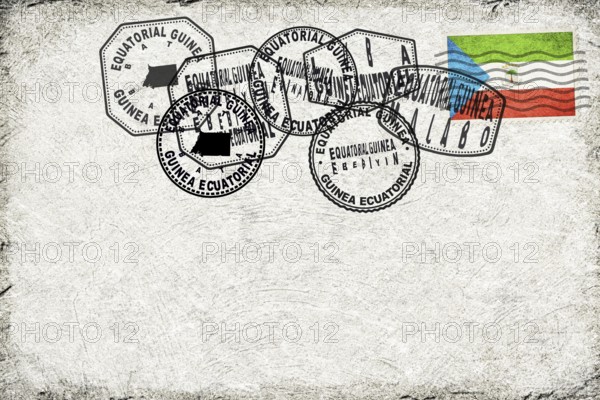 Equatorial Guinea Vintage Postcard with Flag Stamp and City Postmarks