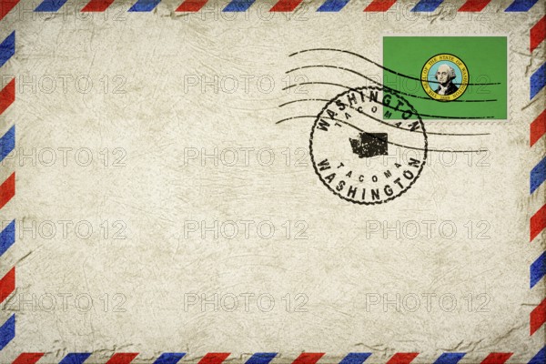 Washington Tacoma Vintage Air Mail Envelope with Flag and Postmark