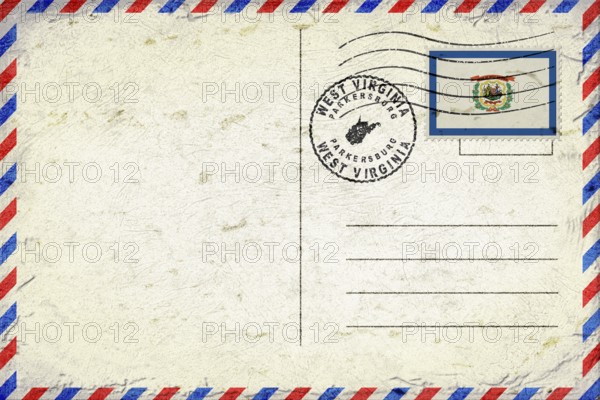 West Virginia Parkersburg Vintage Air Mail Envelope with Flag and Postmark