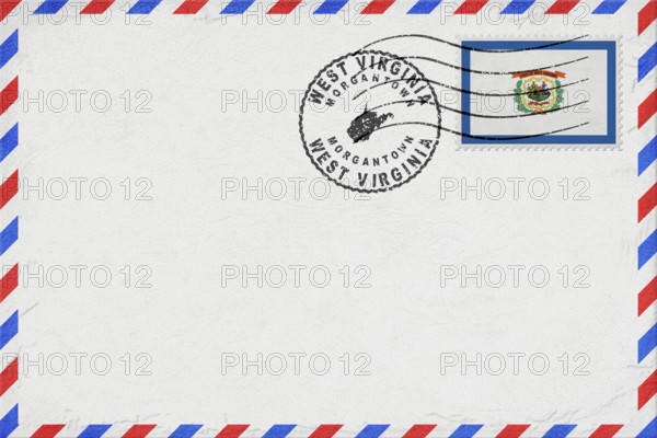 West Virginia Morgantown Vintage Air Mail Envelope with Flag and Postmark