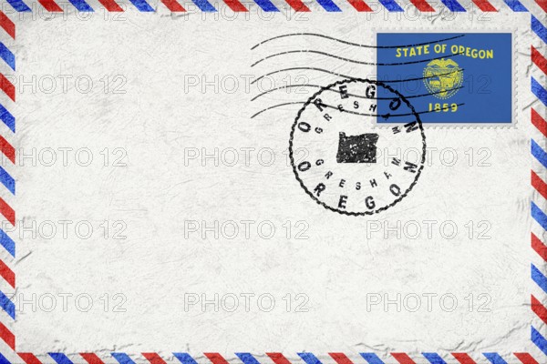 Oregon Gresham Vintage Air Mail Envelope with Flag and Postmark