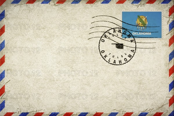 Oklahoma Tulsa Vintage Air Mail Envelope with Flag and Postmark