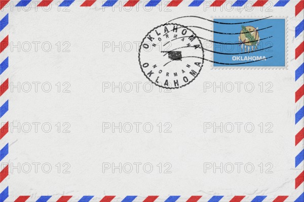 Oklahoma Norman Vintage Air Mail Envelope with Flag and Postmark