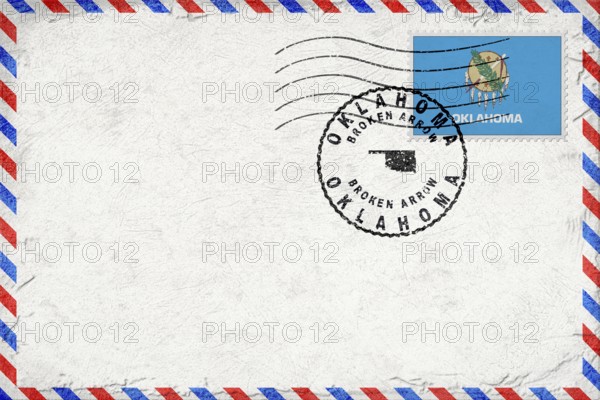 Oklahoma Broken Arrow Vintage Air Mail Envelope with Flag and Postmark