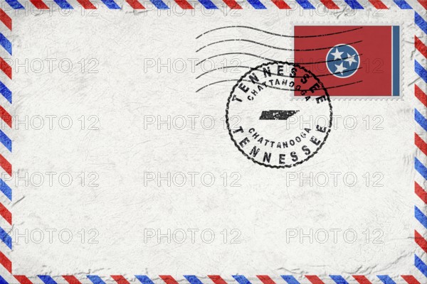 Tennessee Chattanooga Vintage Air Mail Envelope with Flag and Postmark