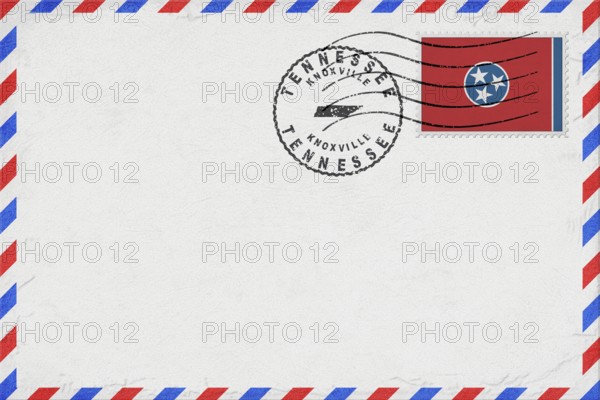 Tennessee Knoxville Vintage Air Mail Envelope with Flag and Postmark