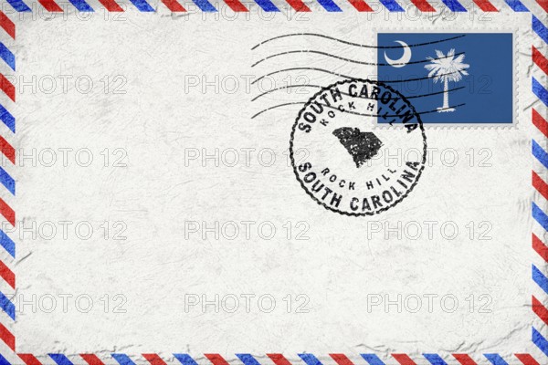 South Carolina Rock Hill Vintage Air Mail Envelope with Flag and Postmark