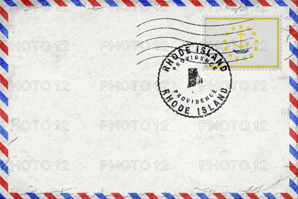 Rhode Island Providence Vintage Air Mail Envelope with Flag and Postmark