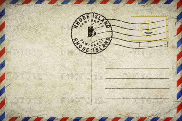 Rhode Island Pawtucket Vintage Air Mail Envelope with Flag and Postmark