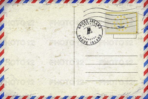 Rhode Island Cranston Vintage Air Mail Envelope with Flag and Postmark