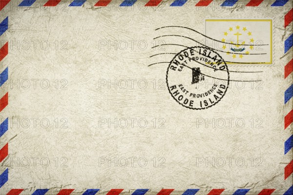 Rhode Island East Providence Vintage Air Mail Envelope with Flag and Postmark