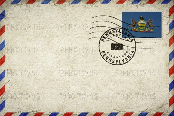 Pennsylvania Allentown Vintage Air Mail Envelope with Flag and Postmark