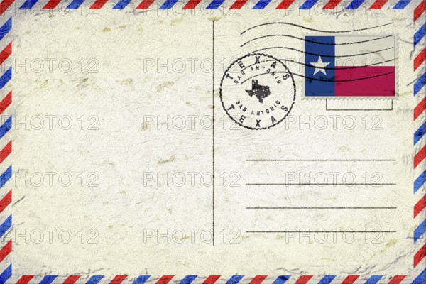 Texas San Antonio Vintage Air Mail Envelope with Flag and Postmark