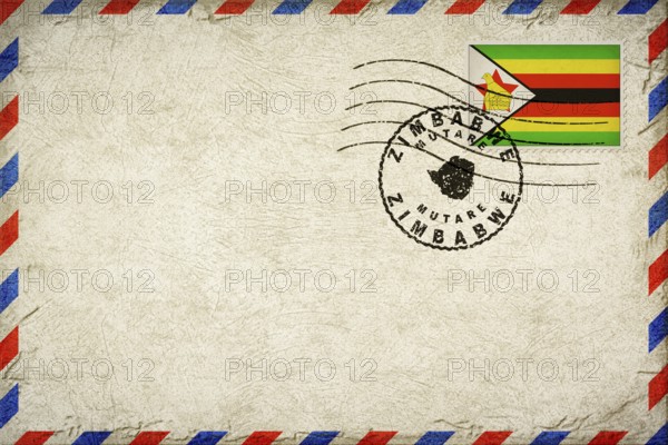 Zimbabwe Mutare Vintage Air Mail Envelope with Flag and Postmark