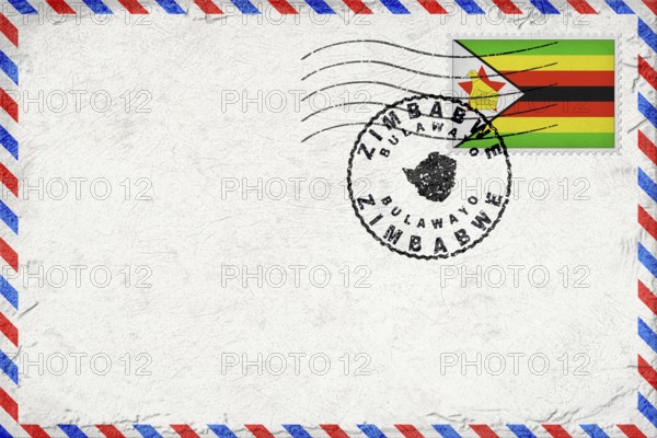 Zimbabwe Bulawayo Vintage Air Mail Envelope with Flag and Postmark
