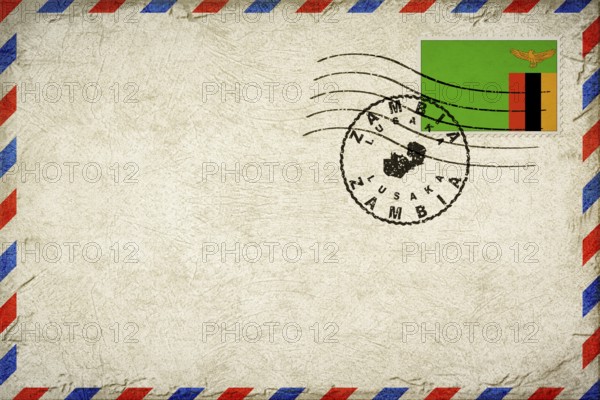 Zambia Lusaka Vintage Air Mail Envelope with Flag and Postmark