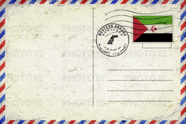 Western Sahara Boujdour Vintage Air Mail Envelope with Flag and Postmark