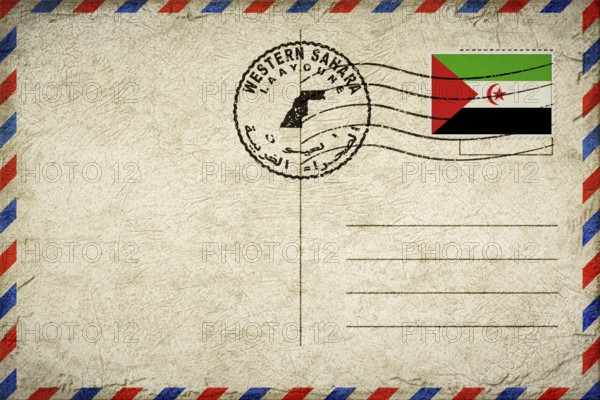 Western Sahara Laayoune Vintage Air Mail Envelope with Flag and Postmark