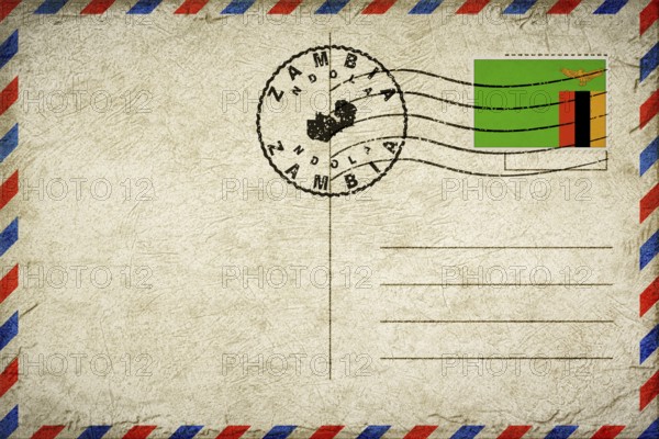 Zambia Ndola Vintage Air Mail Envelope with Flag and Postmark