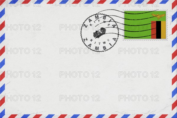 Zambia Kitwe Vintage Air Mail Envelope with Flag and Postmark