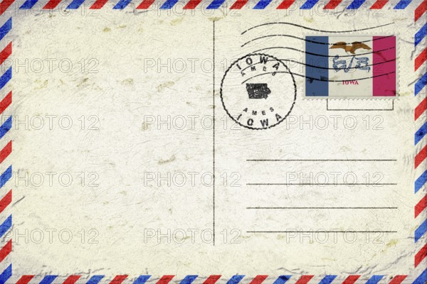 Iowa Ames Vintage Air Mail Envelope with Flag and Postmark