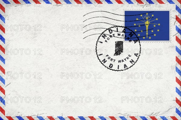 Indiana Fort Wayne Vintage Air Mail Envelope with Flag and Postmark