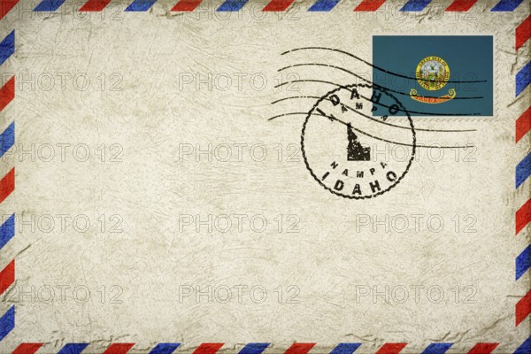 Idaho Nampa Vintage Air Mail Envelope with Flag and Postmark
