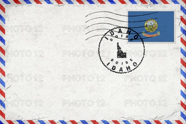 Idaho Boise Vintage Air Mail Envelope with Flag and Postmark